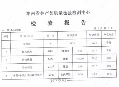 中南神箭15MM竹胶板检验报告
